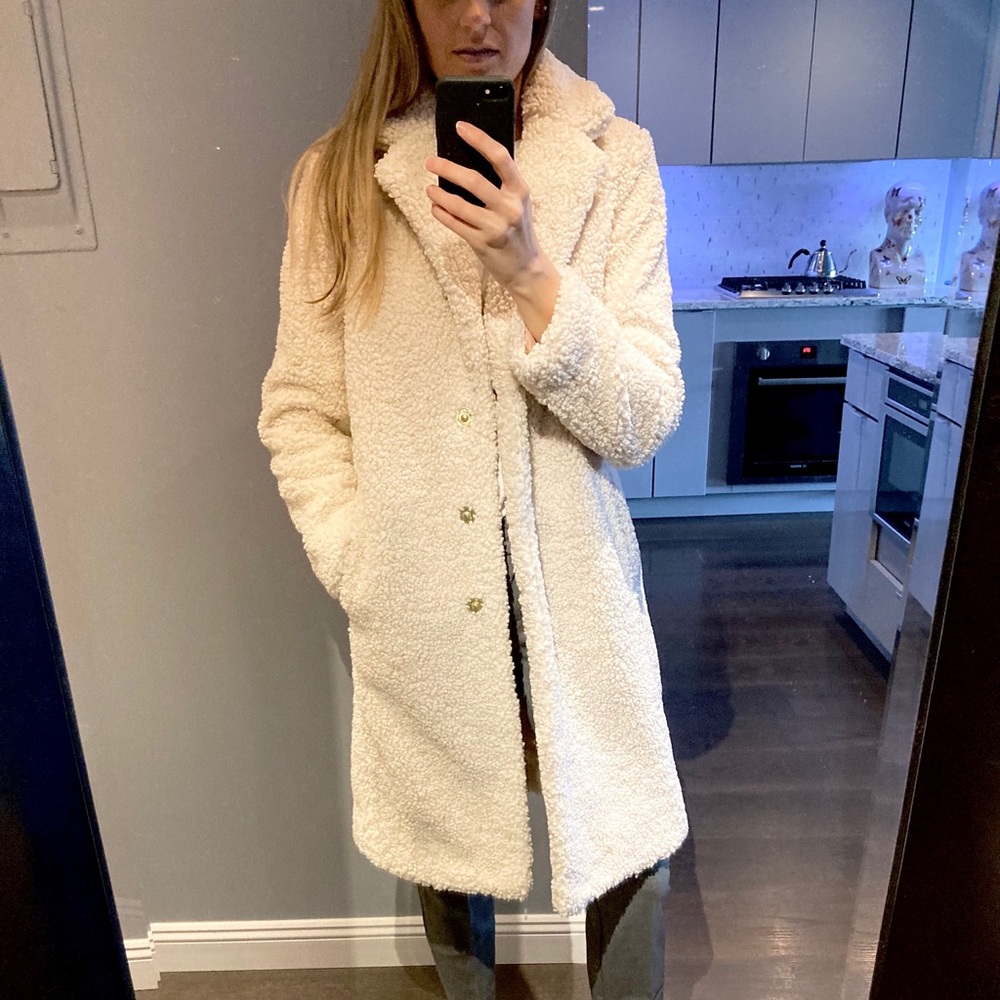 EUC J.Crew Teddy sherpa topcoat in ivory